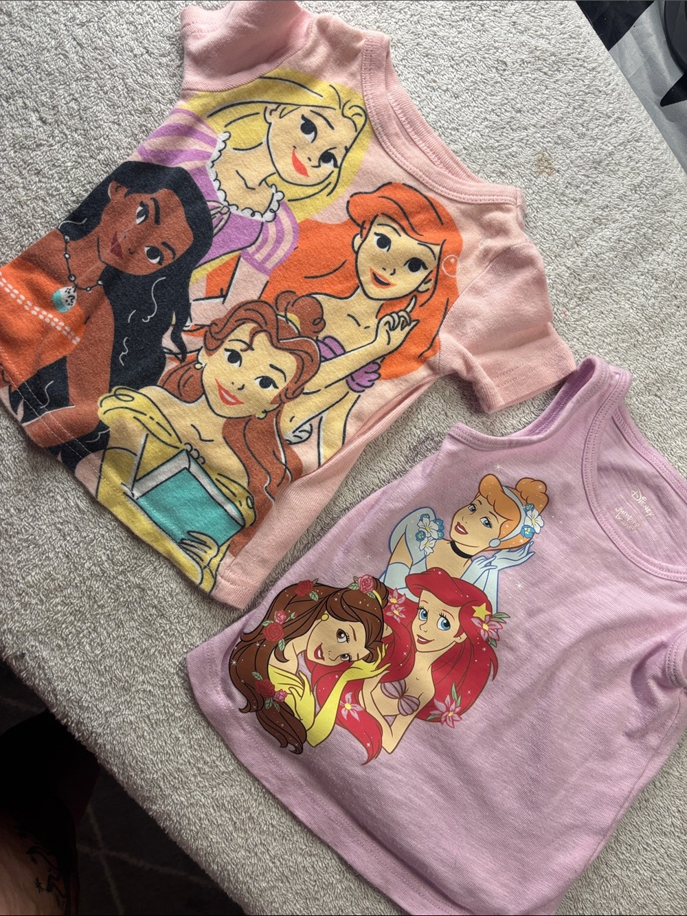 Disney Girls Pink & Lavender Princess Graphic Tank Tops - Set of 2